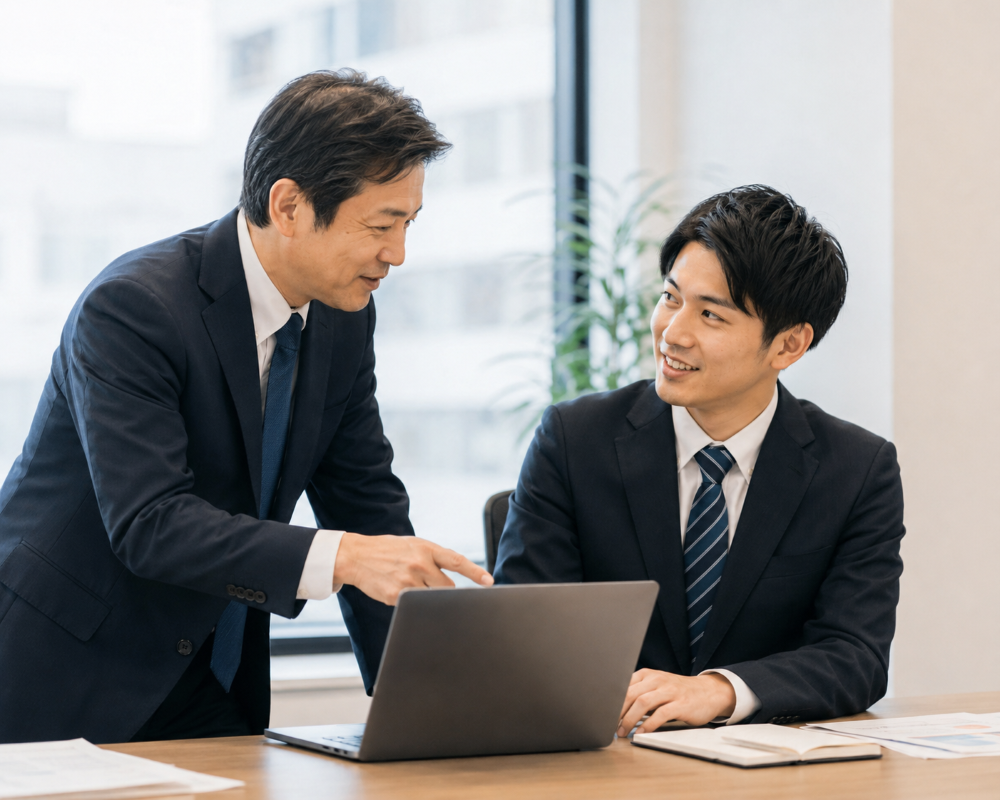 上司が部下を信頼して仕事を任せている様子